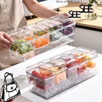 Hộp đá tươi SINSIN, Hộp đựng tủ lạnh trong suốt bằng nhựa, Khay đựng trái cây đá hai lớp 4 / 5 lưới có thể tháo rời tại nhà