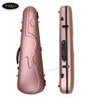 Hộp đàn violin carbon tròn thường màu hồng vỏ đỗ size 4/4