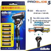 Hộp dao cạo râu 5 lưỡi Gillette Proglide5 (1 tay cầm xoay chiều và 6 đầu cạo 5+1)