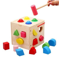 HỘP ĐẬP BÓNG THẢ HÌNH MONTESSORI BẰNG GỖ - Đồ Chơi Cho Bé Nhận Biết Màu Sắc - Đồ Chơi cho Bé Từ 1 tuổi