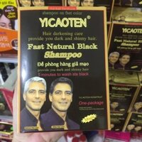 Hộp Dầu Gội Nhuộm Đen Tóc YiCaoTen - Gội Là Đen (Hộp 10 Gói Có Kèm Bao Tay)