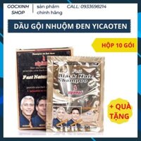 Hộp Dầu Gội Nhuộm Đen Tóc YiCaoTen - Gội Là Đen (Hộp 10 Gói Có Kèm Bao Tay)