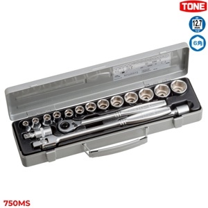 Hộp đầu khẩu và cần vặn TONE 17 chi tiết 1/2" 750MS