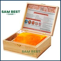 Hộp Đèn Đá Muối Himalaya Mặt Cong Massage Chân (Gỗ Thông Nguyên Khối)