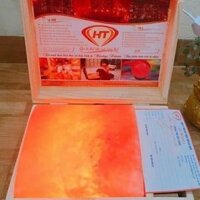 Hộp Đèn Đá Muối Himalaya Mặt Cong Massage Chân (Gỗ Thông Nguyên Khối)