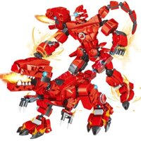 [Hộp đẹp] Đồ chơi lắp ráp khủng long 500 chi tiết, lắp ráp robot 2 trong 1