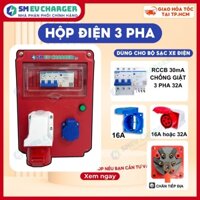 HỘP điện 3 pha CB chống giật 32A gắn tường cho bộ sạc xe điện - SMEV - Hàng chính hãng