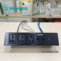 Hộp điện âm bàn Sinoamigo STS-ST60S-3F5G, tích hợp 3 ổ cắm đa năng, 2 lan cat6, 1 HDMI, 1 USB 3.0