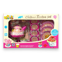 Hộp đồ chơi bộ ấm ly tách uống trà inox 15 món No.998i