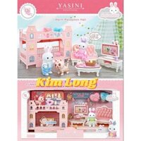 Hộp đồ chơi cho bé gái ngôi nhà của thỏ Sylvanian - ngôi nhà búp bê - phòng ngủ - bàn trang điểm - phòng khách Y HÌNH (C