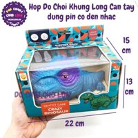 Hộp đồ chơi khủng long cắn tay dùng pin có đèn nhạc bằng nhựa 85114