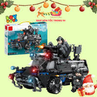 Hộp đồ chơi lego lắp ghép mô hình phương tiện chiến đấu xe bọc thép, tàu chiến, máy bay 4 trong 1