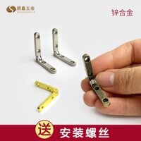 Hộp đóng gói 4 mảnh Bản lề Mini Hộp thổ cẩm Nội thất Bản lề 90 độ Hộp gỗ nhỏ Hợp kim kẽm Bản lề bảy xương