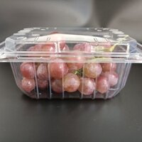 Hộp đóng gói trái cây một pound dùng lần dâu tây bằng nhựa trong suốt và rau quả ăn trưa có nắp