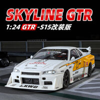 Hộp Đóng Hộp 1: 24 Nissan Skyline GTR R34 Thân Rộng Thấp Nằm Kéo Lại Đồ Chơi Ô Tô Mô Phỏng Hợp Kim Xe Mô Hình GC18