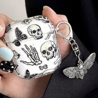 Hộp đựng AirPods mềm đầu lâu cho AirPods 1, AirPods 2, AirPods 3, AirPods 4, AirPods Pro, AirPods Pro 2 có móc khóa