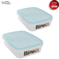 Hộp đựng &amp; bảo quản thực phẩm YAMADA 1.7L nắp dẻo dùng được trong lò vi sóng - nội địa Nhật Bản - Nắp xanh - 2 Hộp