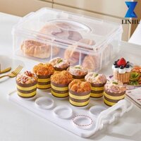 Hộp đựng bánh Cupcake LINHU Tart trứng di động 2 tầng
