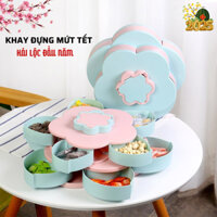 Hộp Đựng Bánh Kẹo Tết Hình Cánh Hoa 2 Tầng 10 Cánh Khay Đựng Bánh Kẹo, Mứt Tết, Hũ Đựng Kẹo Ngày Tết Cổ Truyền