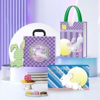 Hộp đựng bánh trung thu thỏ tím hộp cứng có quai xách 6 bánh