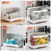 Hộp đựng bát đĩa có nắp đậy trong suốt , bụi bẩn thoát nước ngăn ẩm mốc bảo vệ sức khỏe-h658