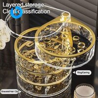 Hộp đựng bông tai nhẫn BTLIMER, Hộp đựng đồ trang sức chống bụi xoay, Màn hình vòng cổ nhiều lớp dung tích lớn di động