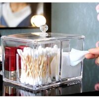 Hộp đựng bông tăm và bông tẩy trang Mica trong suốt