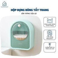 Hộp Đựng Bông Tẩy Trang, Cột Tóc, Tăm Bông Treo Tường Thông Minh - Hàng Loại 1 - Chính Hãng MINIIN - xanh
