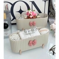 Hộp đựng bông tẩy trang, đồ tăm bông mút cọ sang trọng có nắp chống bụi, nước cao cấp chia ngăn tiện dụng SS