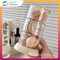 Hộp Đựng Bông Tẩy Trang,Hộp Đựng Mút Trang Điểm Trong Suốt Chống Bụi Có Thể Xoay 360 Độ