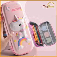 Hộp đựng bút 3D bằng nhựa siêu cute giá rẻ cho bé gái, trai học sinh. - Kỳ lân cầu vòng