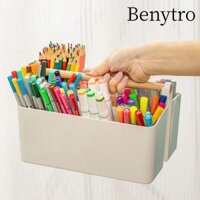 Hộp đựng bút BENYTRO, Hộp đựng bút đánh dấu dung tích lớn bằng nhựa, Quà tặng sắp xếp máy tính để bàn đa chức năng đơn giản