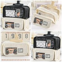 Hộp đựng bút chì dung lượng trong suốt lớn Ins sành điệu Túi đựng bút vải dễ thương dành cho học sinh