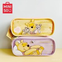 Hộp đựng bút chì dung tích lớn MINISO, hộp đựng văn phòng phẩm trong suốt và đáng yêu, gấu Pooh chính hãng hoạt hình