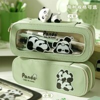 Hộp đựng bút chì hai lớp Panda Dung tích lớn Hộp đựng văn phòng phẩm có giá trị cao Hộp đựng bút chì trong suốt