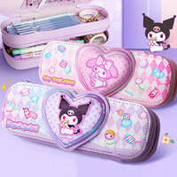 Hộp đựng bút chì hai lớp Kuromi Melody Dung tích lớn Hộp bút chì đa chức năng Đồ dùng học sinh
