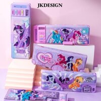 Hộp đựng bút chì JKDESIGN, Hộp đựng bút chì hoạt hình đa chức năng Little Pony, Bút chì mài dễ thương Hộp văn phòng phẩm dành cho sinh viên hai lớp Đồ dùng học sinh