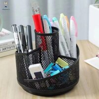 Hộp đựng bút chì PETPALACE, Hộp đựng bút xoay màu đen đa chức năng, Xoay tự do 360 độ sáng tạo Hộp lưu trữ máy tính để bàn bằng lưới kim loại tiện lợi Văn phòng