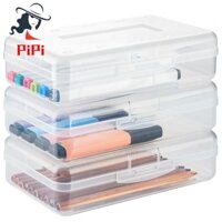 Hộp đựng bút chì trong suốt, 3 gói Hộp đựng bút chì cứng lớn, Hộp cung cấp nhựa cho bút chì vẽ tranh đồ dùng học tập