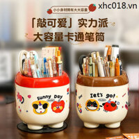 Hộp đựng bút dễ thương ins Ký túc xá có giá trị cao Hộp lưu trữ máy tính để bàn dành cho sinh viên Hoạt hình tự làm Sáng tạo Bàn văn phòng Bút chì Bút bi Kéo Thước đồ lặt vặt Văn phòng phẩm Xô đựng bút ngăn riêng biệt