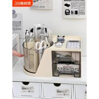 Hộp đựng bút dung tích lớn có thể xoay xoay cho học sinh giá để bàn trẻ em văn phòng đa năng Ngăn Kéo bút hai lớp