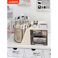 Hộp đựng bút dung tích lớn có thể xoay xoay cho học sinh giá để bàn trẻ em văn phòng đa năng Ngăn Kéo bút hai lớp