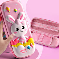 Hộp Đựng Bút Họa Tiết In Nổi 3D Hình Sinh Động, Chống Thấm Nước BEE GEE 7006 - thỏ hồng