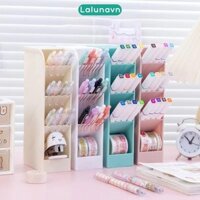 Hộp đựng bút Lalunavn 4 tầng khay kệ đựng bút đồ dùng học tập văn phòng phẩm dễ thương B141 - Xanh blue nhỏ