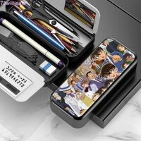 Hộp đựng bút máy WILLISME, với bảng trắng có thể xóa được Hộp đựng bút chì máy tính năng lượng mặt trời có thể tháo rời, Quà tặng Thám tử bền bỉ Conan Hộp lưu trữ bút dễ dàng làm sạch Trường học