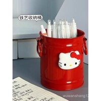 Hộp đựng bút mèo Hello Kitty hoạt hình dễ thương ống sắt nhỏ Instagram trang trí đồ trang trí để bàn đa chức năng đơn giản có giá trị cao thú vị