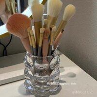 Hộp đựng bút thủy tinh trong suốt INS Hàn Quốc, hạt không đều, chấm tròn, hộp đựng bút, hộp đựng cọ trang điểm, trang trí đạo cụ ảnh