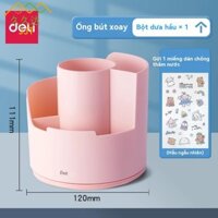 Hộp đựng bút xoay Deli có nhãn dán chống nước để tổ chức bàn làm việc