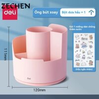 Hộp đựng bút xoay Deli có nhãn dán chống nước để tổ chức bàn làm việc