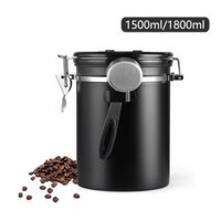 Hộp đựng cà phê Bằng Thép Không Gỉ Hộp đựng trà Hút chân không 1500ml 1800ml Kèm muỗng định lượng coffee can